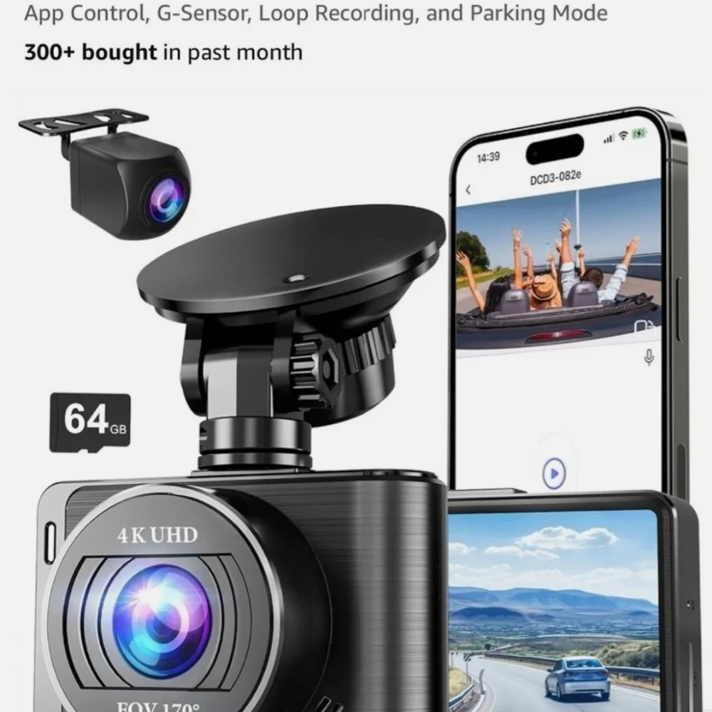 Wi-Fi Enabled 4K Ultra HD Dash Camera - Black
